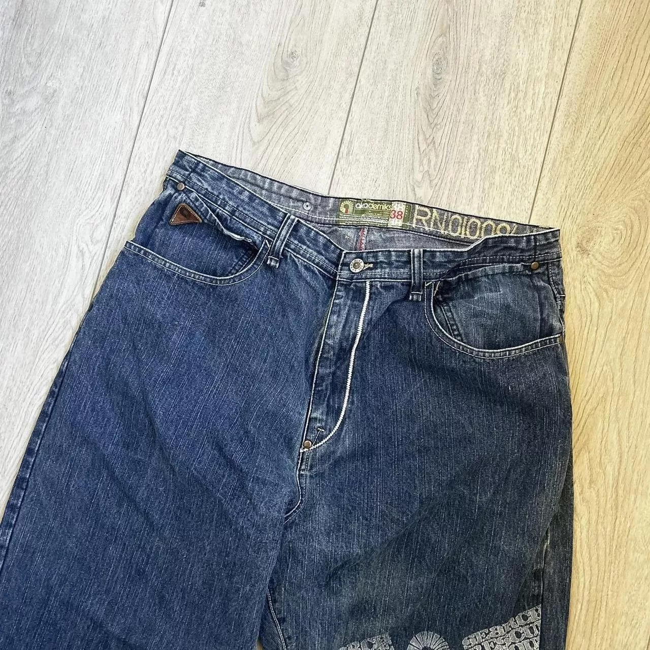 Akademiks Denim Akademiks Y2k baggy embroidered jeans Blue