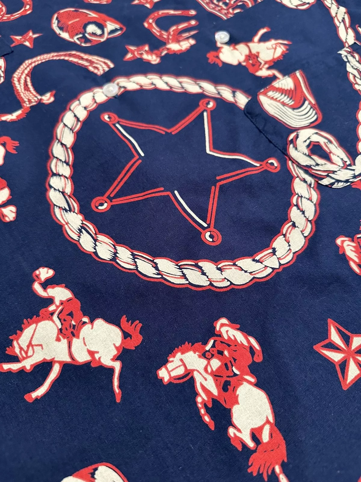 Bode Shirts Button Ups Bode Western Cowboy Themed Button up Blue