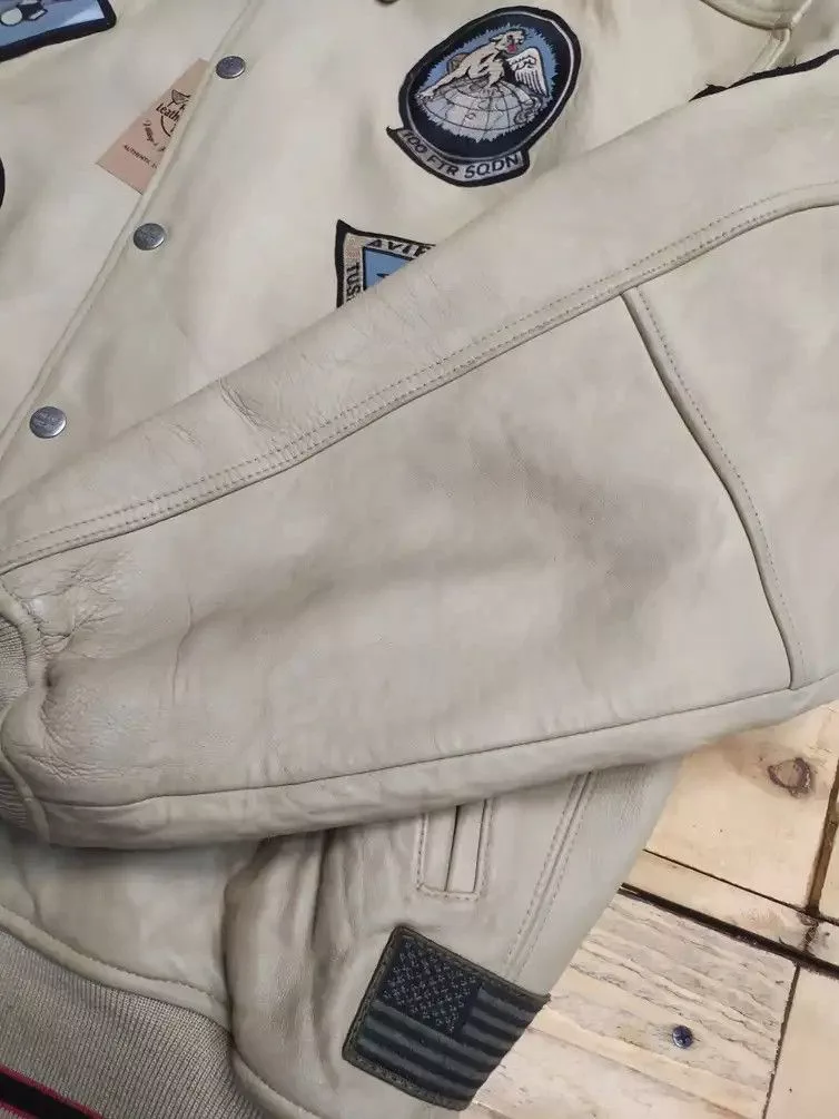 Avirex Leather Jackets AVIREX NYC LIMITED EDITION VARSITY 1941-2000 LEATHER JACKET Gray Sportswear