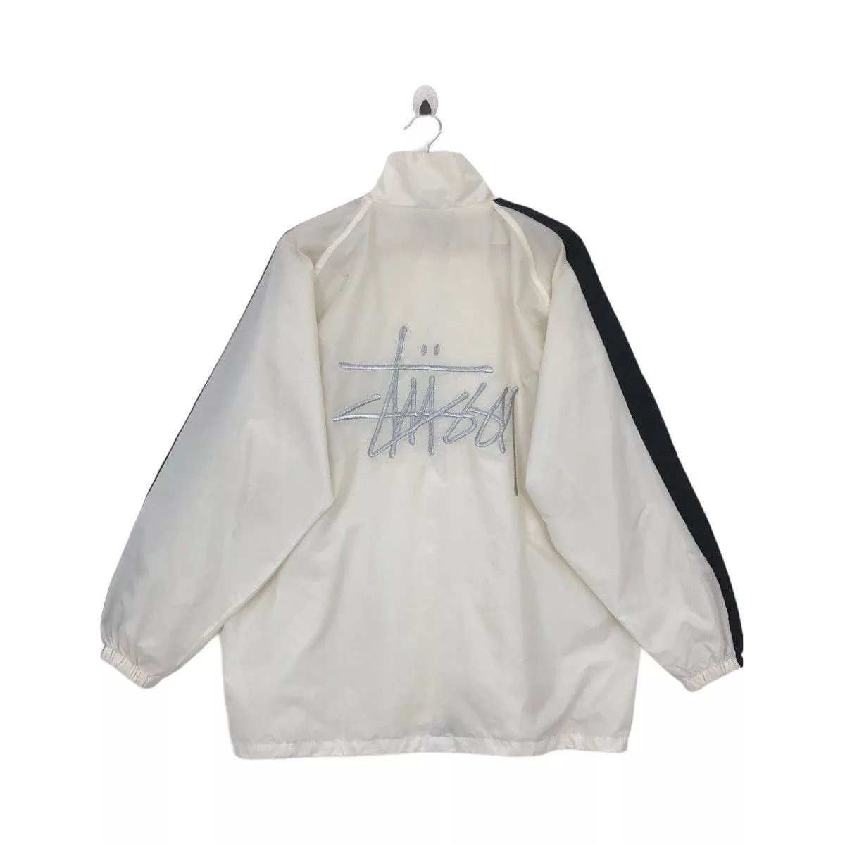 Stussy Light Jackets Stussy × Vintage Vtg 90’ STUSSY Big Spellout Embroidery Windbreaker Jacket White