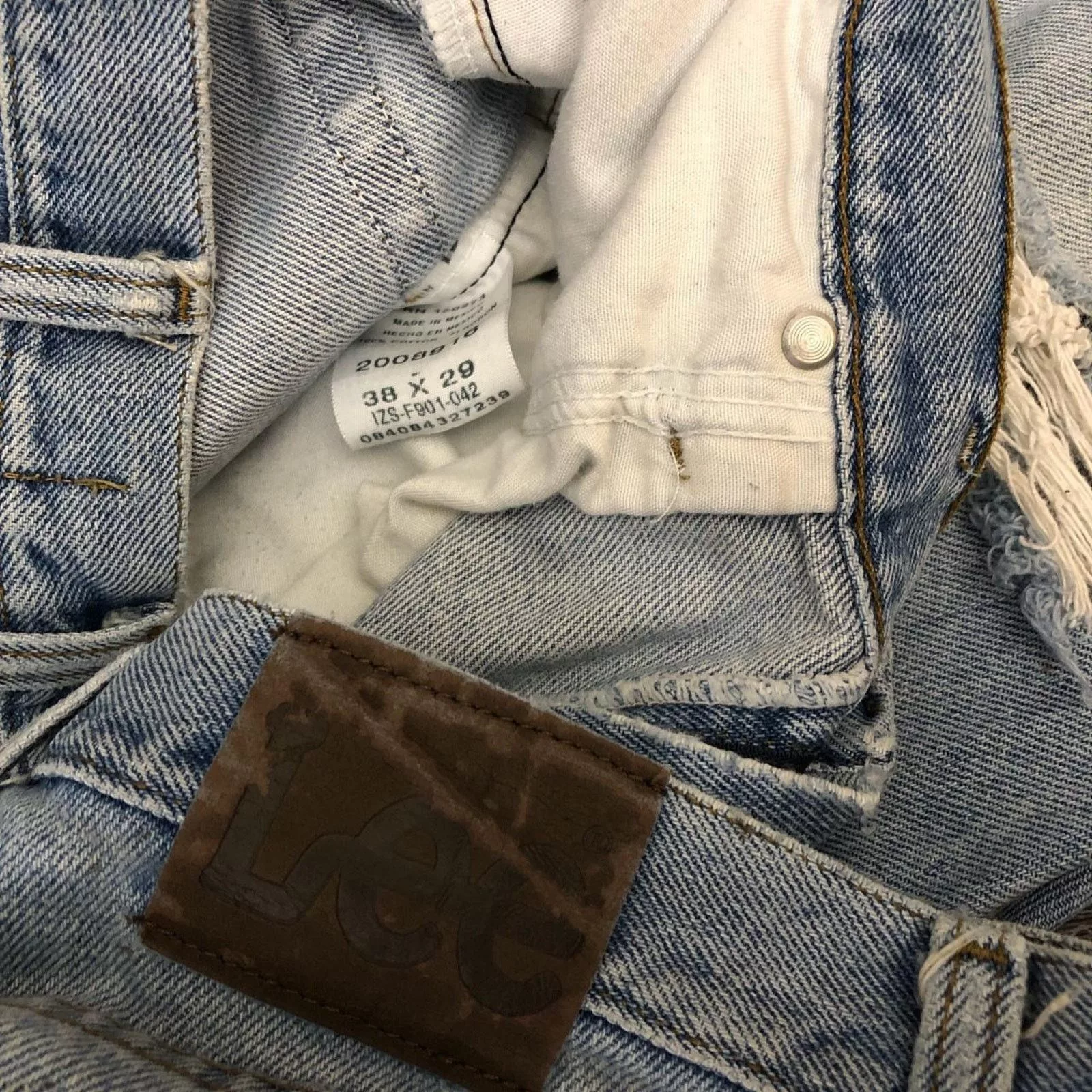 Men’s Distressed Vintage Lee Denim Jeans Blue