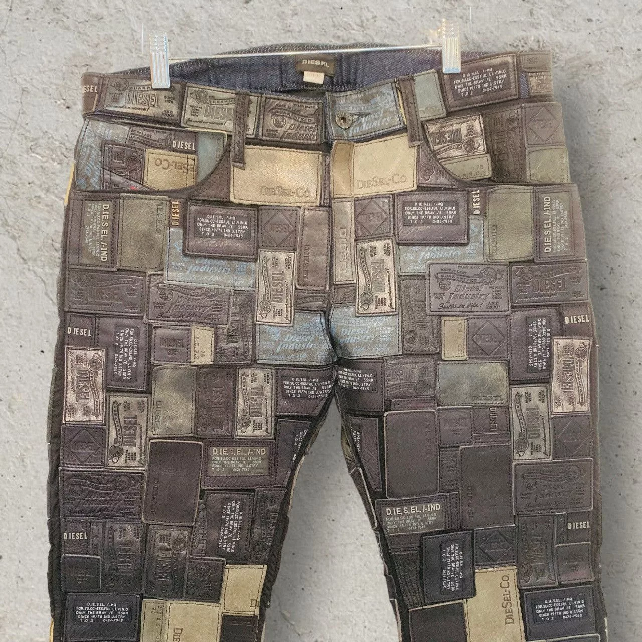Diesel Casual Pants DIESEL Size 32 REBOOT Leather Patchwork Pants Black
