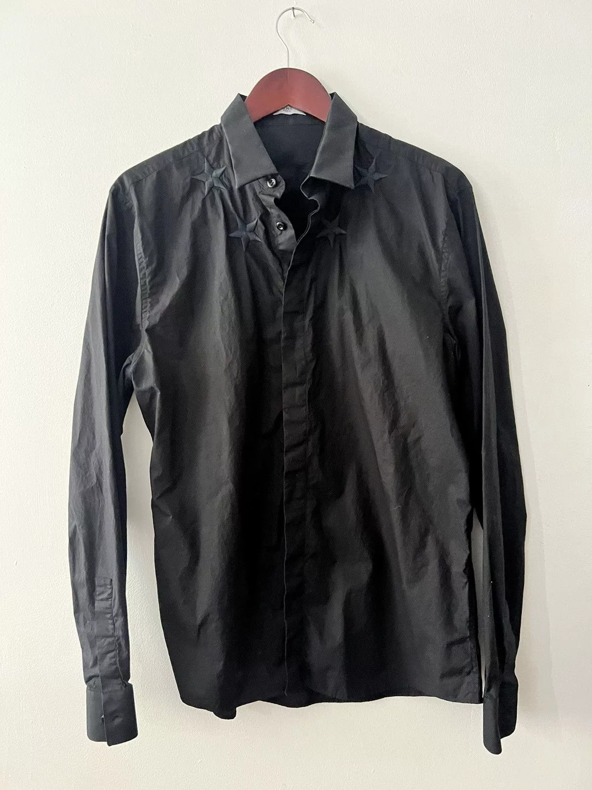 Givenchy Shirts Button Ups Givenchy Long Sleeve Star Embroidered Black