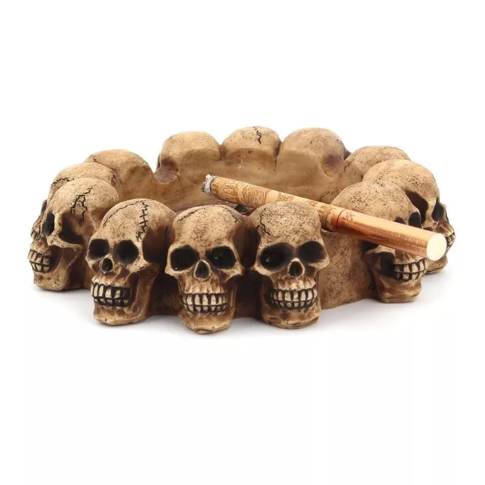 Vintage Miscellaneous Vintage Creative Round Skull Ashtray Brown