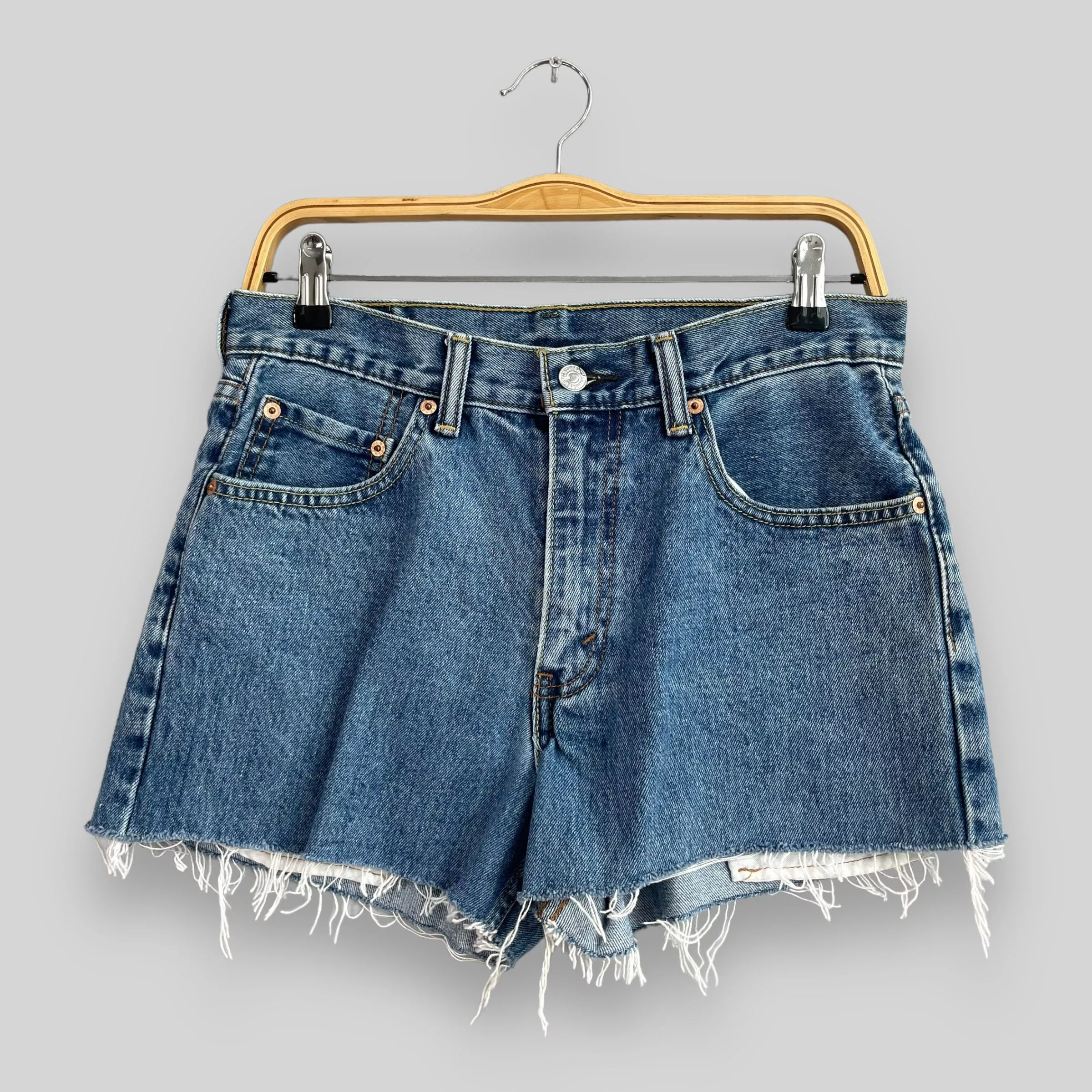Levi's Shorts Levi's × Vintage W29 Vintage Levis 550 Distressed Cutoff Frayed Hem Denim Blue