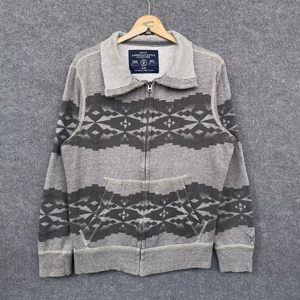 American Eagle Outfitters Sweatshirts Hoodies American Eagle Outfitters × Vintage Vintage Navajo Motive Zip Up Sweatshirt Gray