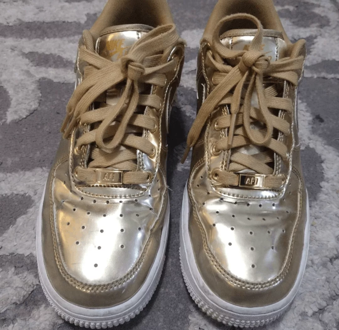 Nike Low Top Sneakers Nike AF1 metallic gold sneakers