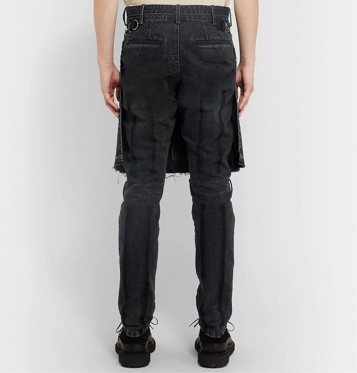 Sacai Denim Sacai Distressed Stonewashed Denim Jeans Black