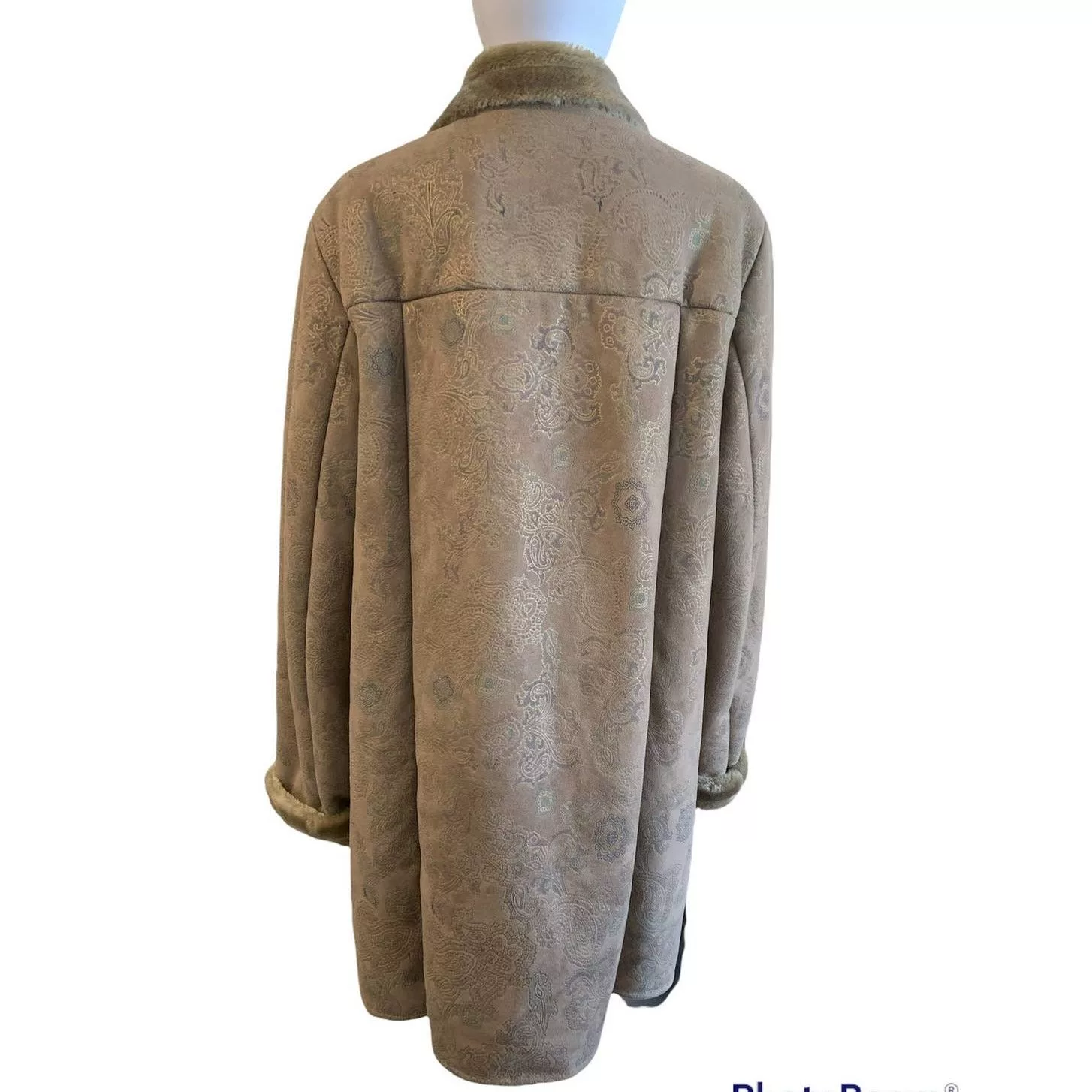 Other Coats Other Dennis Basso Large Coat Tan Patterned Hook Loop Closure NWOT Brown