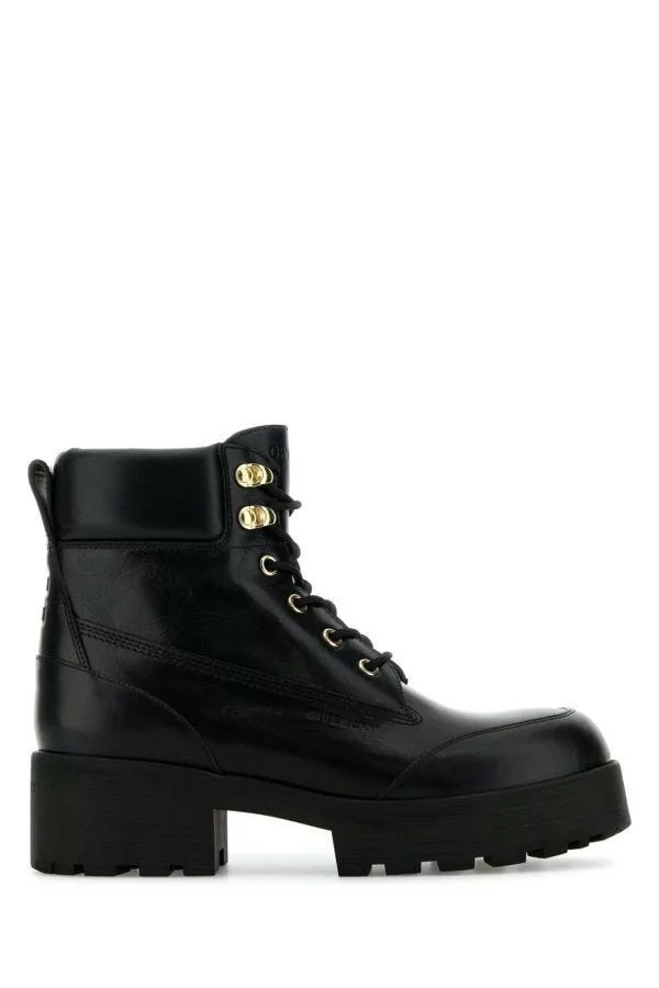 Givenchy Boots Givenchy Black Leather Trekker Ankle Boots Multi