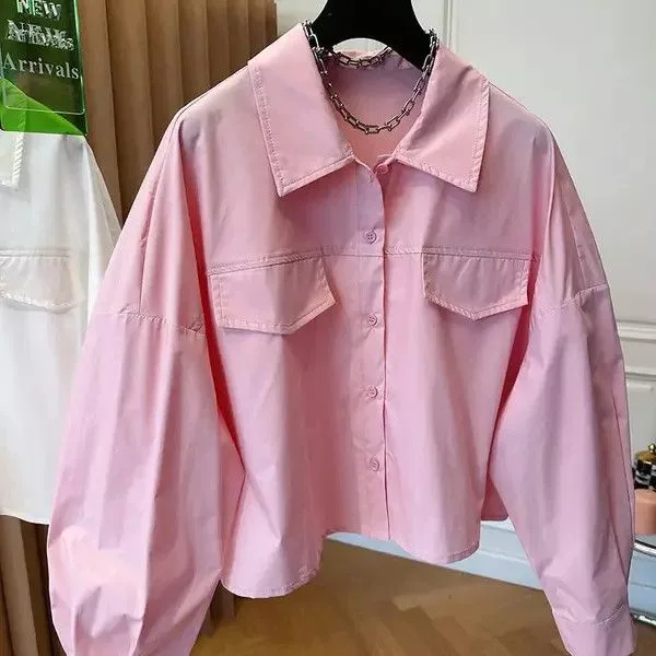 Japanese Brand Blouses Japanese Brand × Vintage Spring And Autumn New Design Feel Loose Relaxed Purple Shirt Pink Streetwear