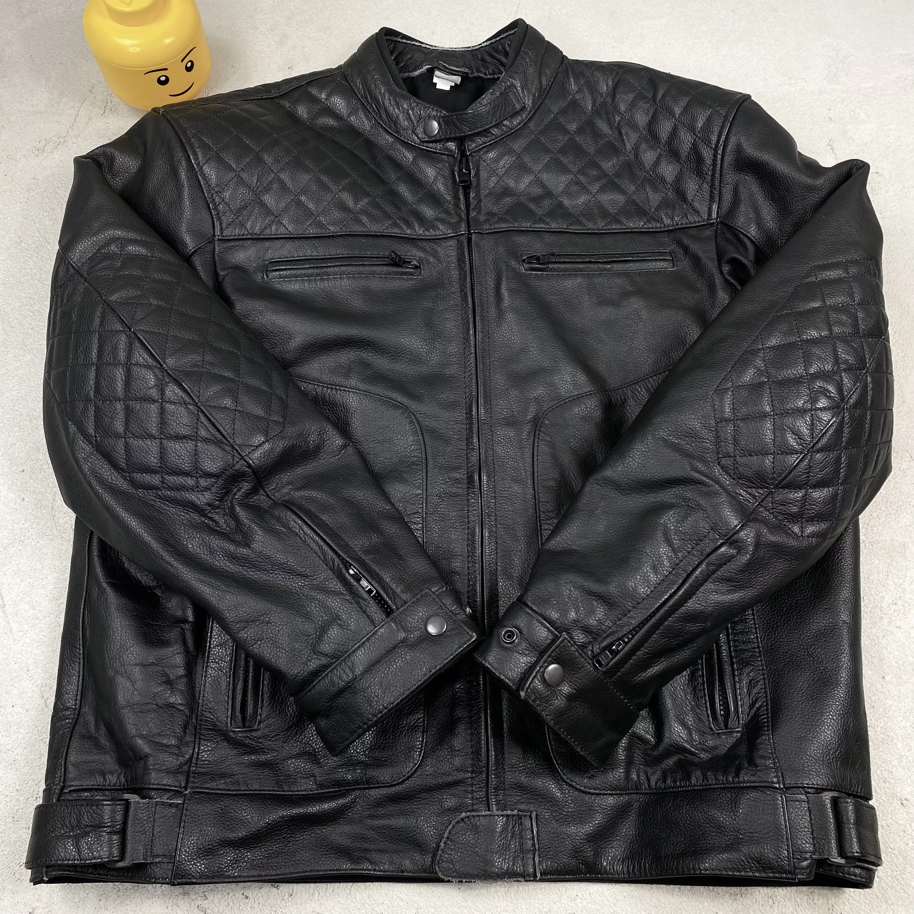 Genuine Leather Leather Jackets Genuine Leather racing leather Jacket moto real biker Y2K Black Vintage