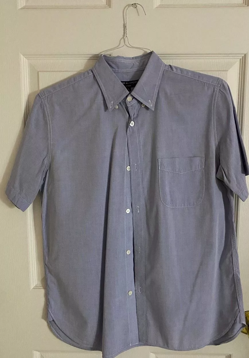 Comme des Garcons Homme Shirts Button Ups Comme des Garcons Homme Short Sleeve Button Up Shirt Blue