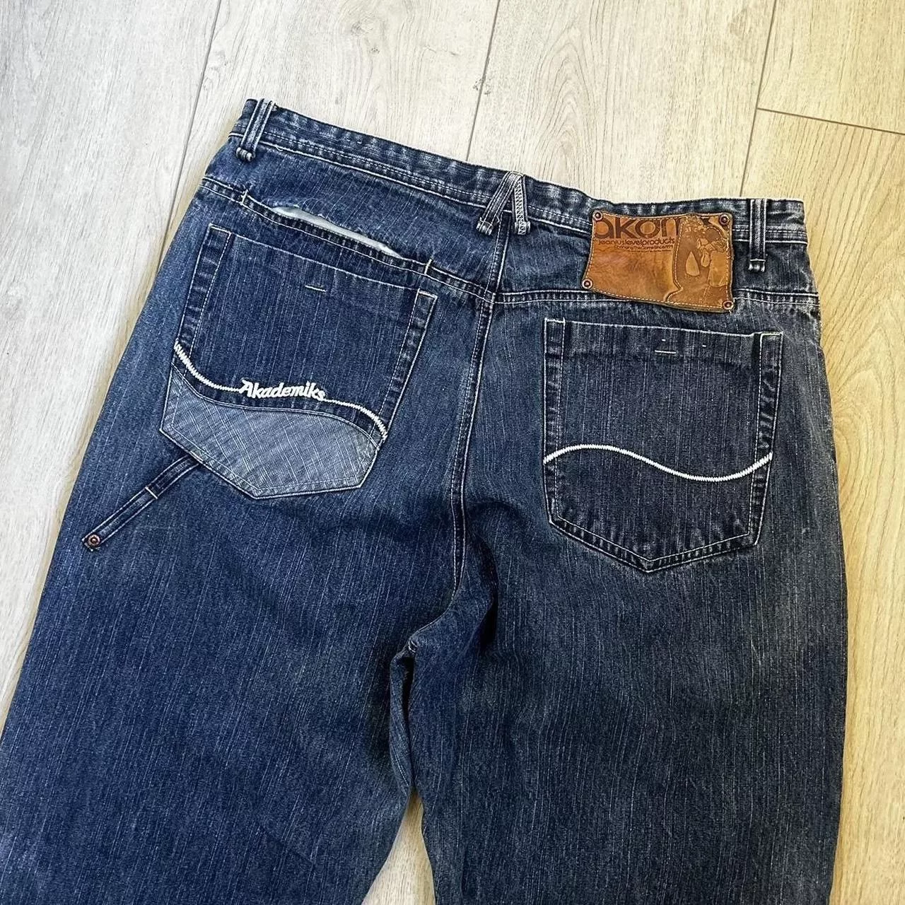 Akademiks Denim Akademiks Y2k baggy embroidered jeans Blue