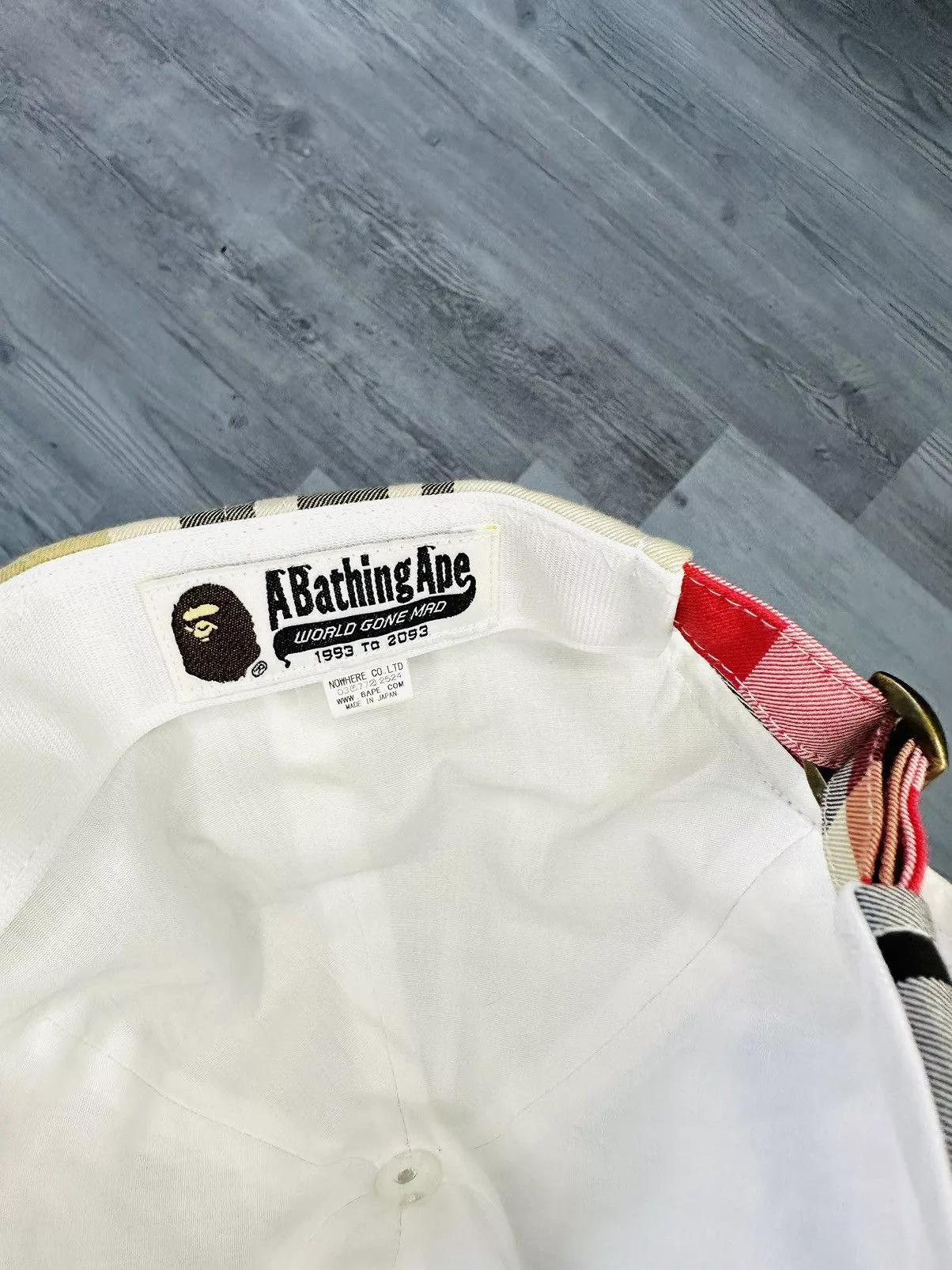 Bape Hats Bape Check Panel Cap Beige