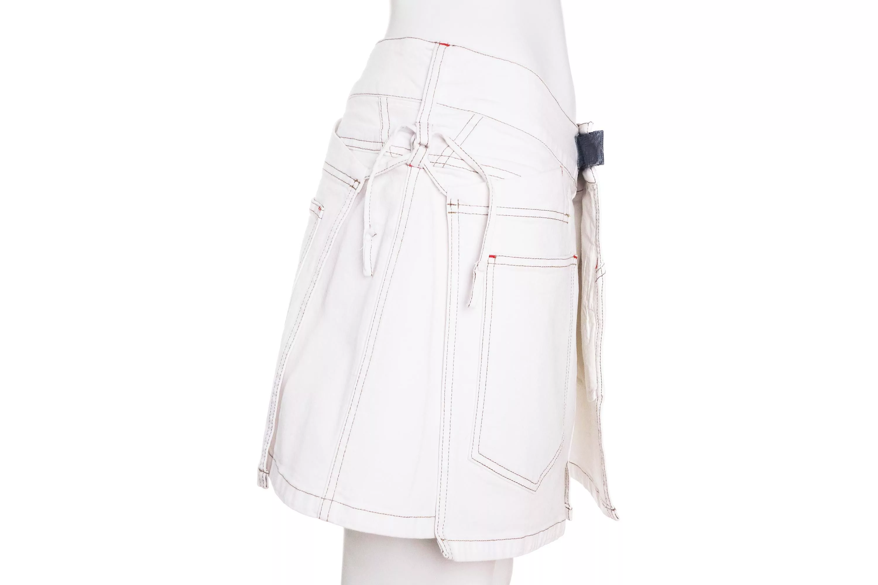 Marithe + Francois Girbaud Mini Skirts Marithe + Francois Girbaud Marithe Francois Girbaud Wrap Skirt Print Logo Asymmetric White