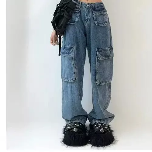 Jean Jeans Multiple Pockets Design Jeans Woman Blue Avant-Garde