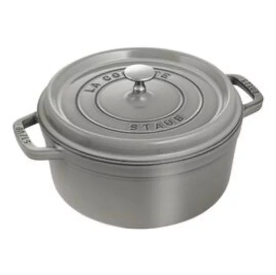 Staub 4 QT Round Cocotte Graphite Grey