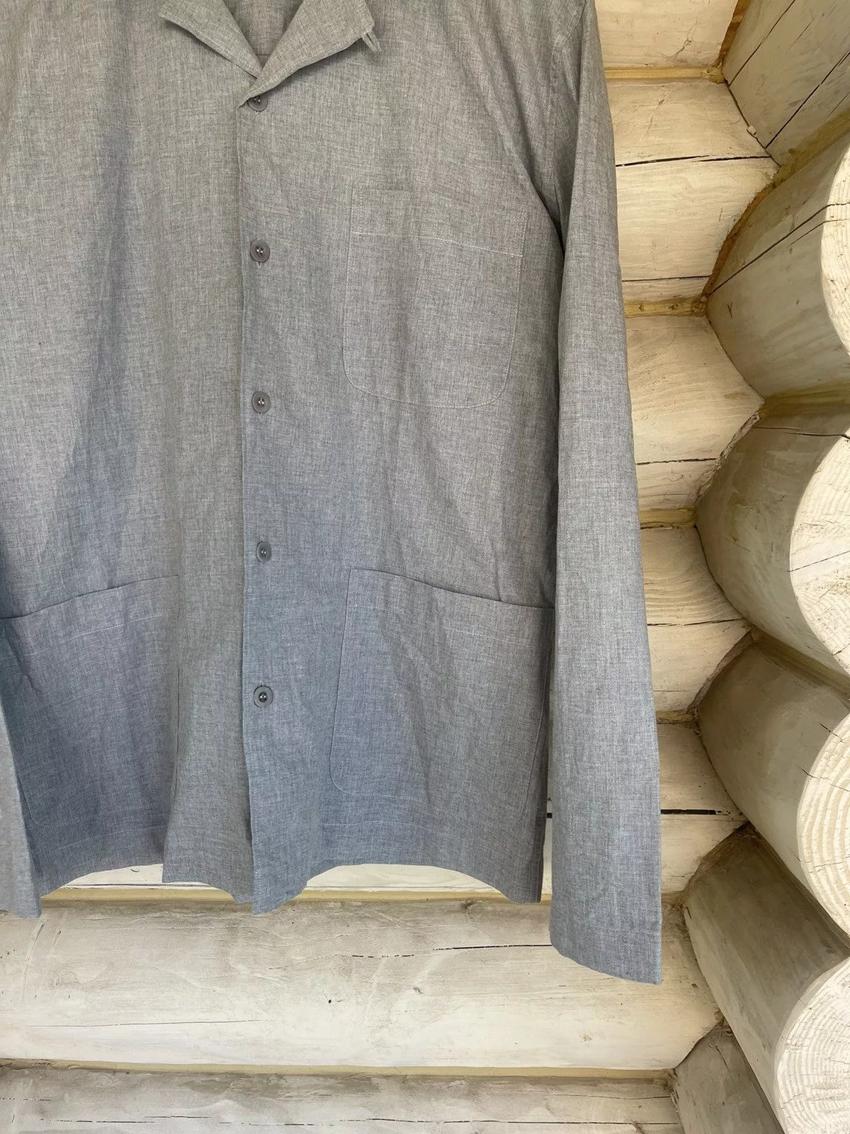 Sunspel Shirts Button Ups Sunspel grey light cotton shirt overshirt style Gray