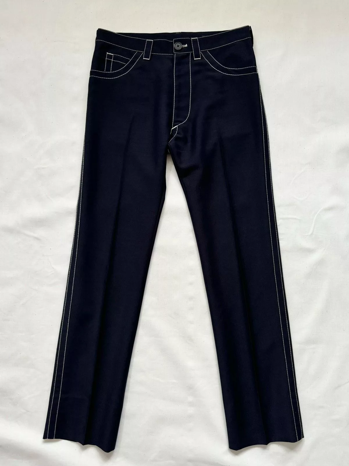Prada Casual Pants Prada SS15 Contrast Stitch Trousers Blue