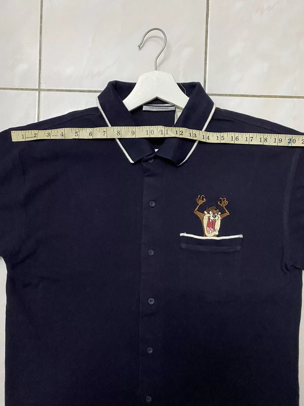 Cartoon Network Shirts Button Ups Cartoon Network × Warner Bros Tasmanian Devil Warner Bros Shirt 1998 Blue