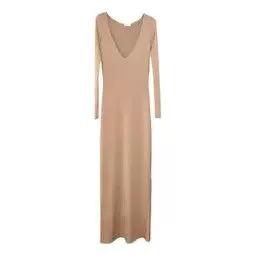 Saint Laurent Paris Maxi Dresses Saint Laurent Paris o1b1hav110724 Long Dress in knit in Beige