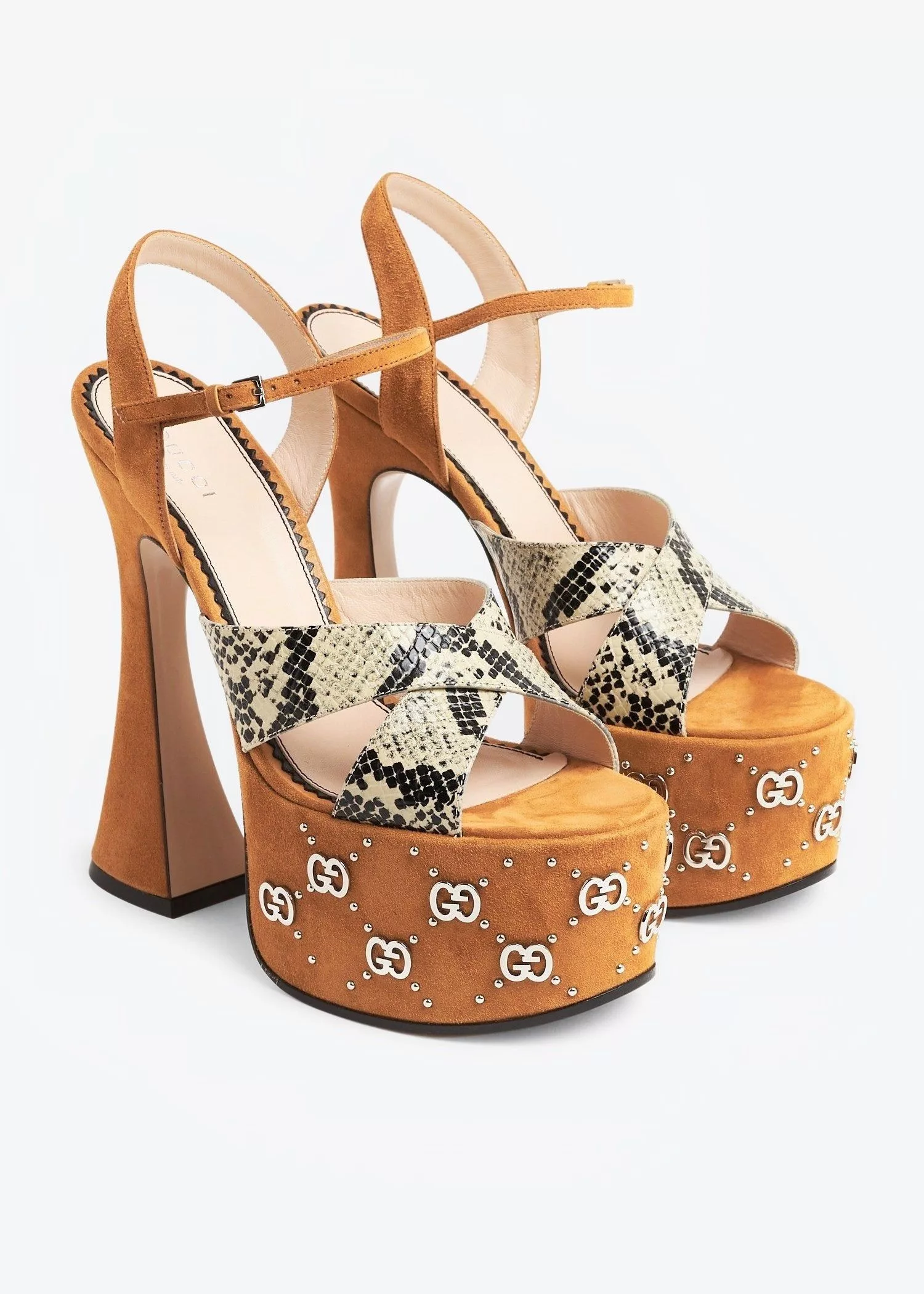 Gucci Miscellaneous Gucci Interlocking G Studs Leather Sandals SIZE 36 Multi