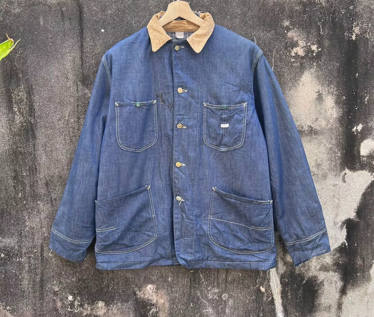 Lee Denim Jackets 1950s Lee Union Made Blanket Denim Sanforized Chore jacket Blue Vintage