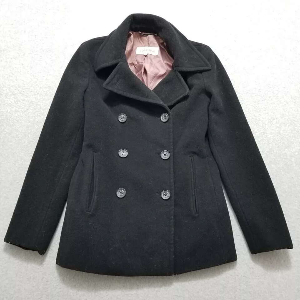 Calvin Klein Jackets Calvin Klein Coat Womens 2P Pockets Buttons Wool Jacket Black