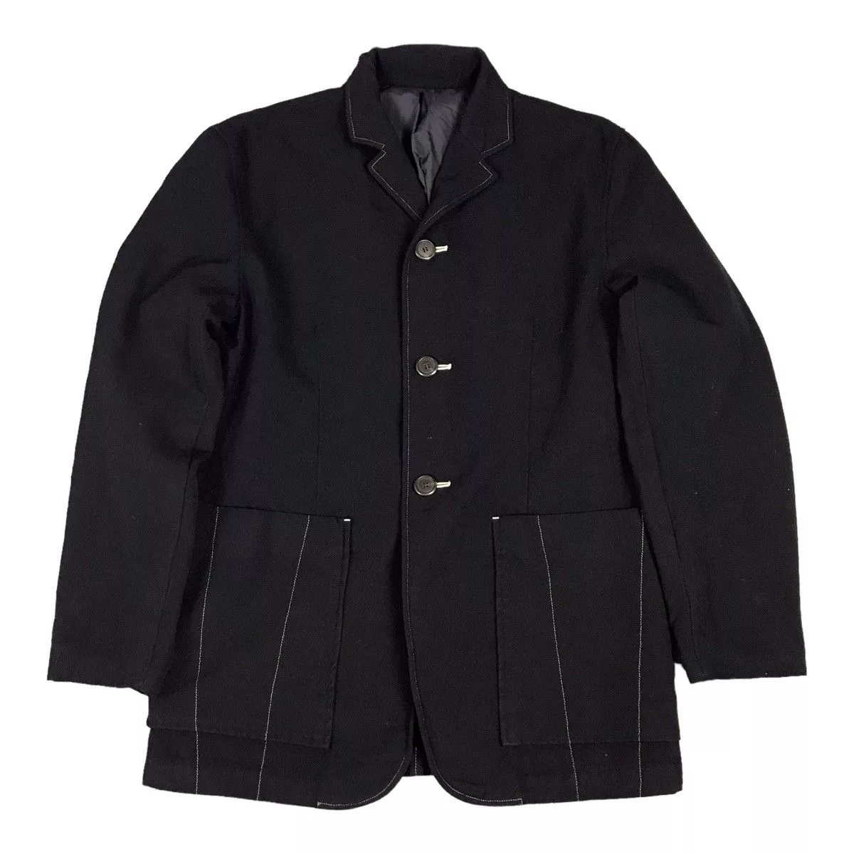 Issey Miyake Bombers ISSEY MIYAKE WOOL JAPAN STYLE COAT JACKET Black Vintage