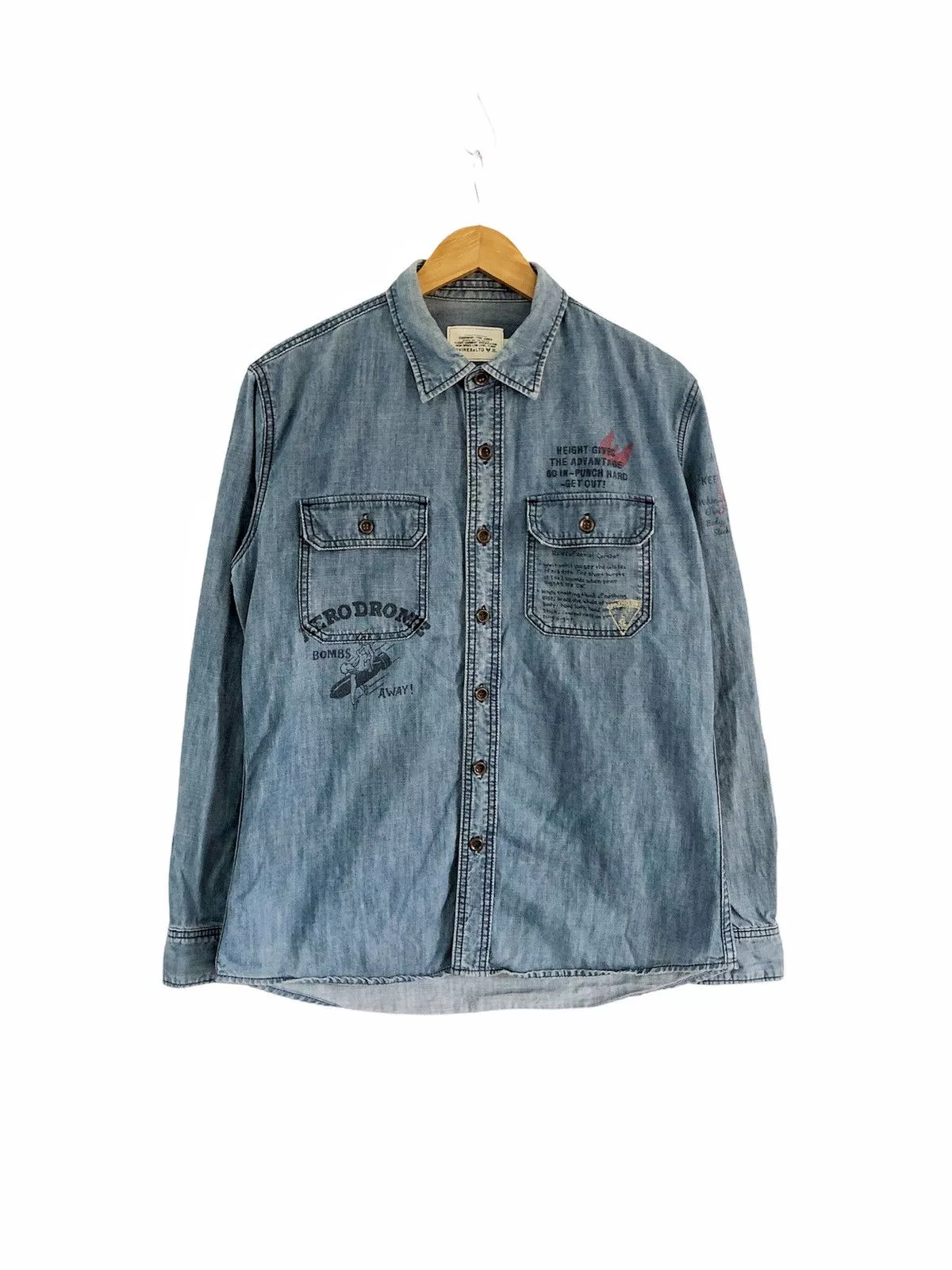 Alpha Industries Shirts Button Ups Alpha Industries × Avirex × Loopwheeler Rare 2000's Avirex denim statement shirt Multi