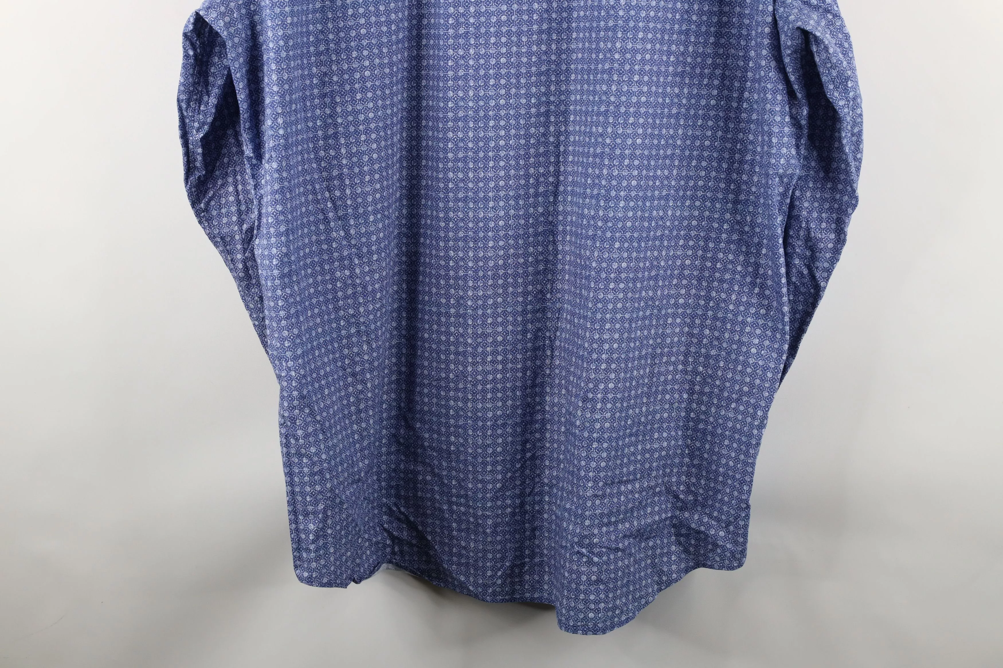 Vintage Shirts Button Ups Vintage Bugatchi Uomo Geometric Collared Button Shirt Blue Cotton