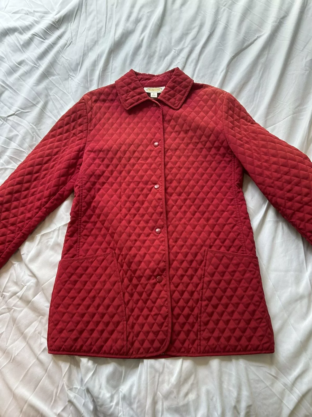 Talbots Jackets Talbots Tablots womens red quilted snap up jacket w/pockets