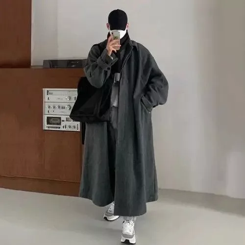 Designer Heavy Coats Designer × Japanese Brand × Vintage Streetwear style Long coat y2k Gray