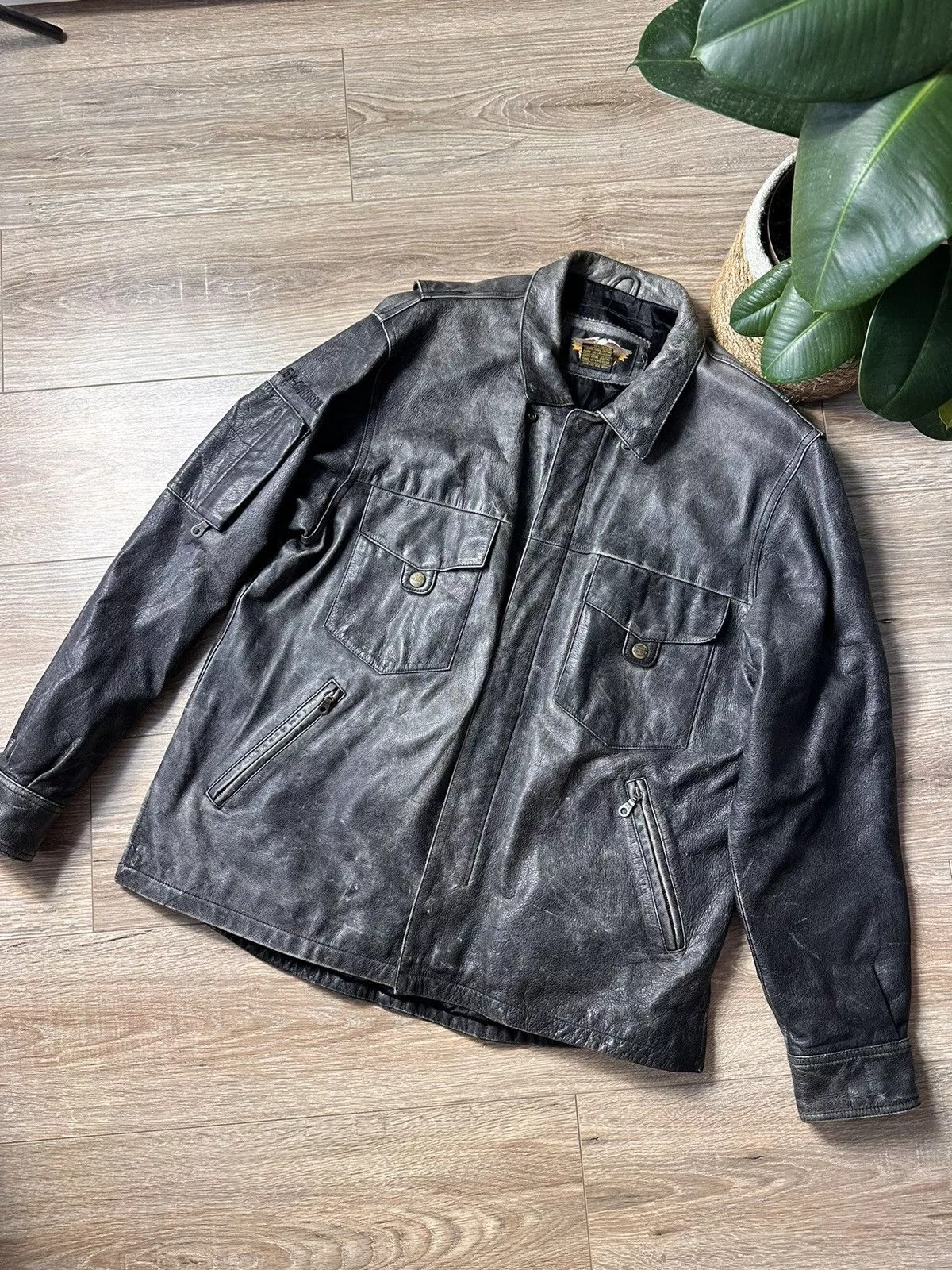 Harley Davidson Leather Jackets Harley Davidson × Vintage Vintage Harley Davidson Leather Faded Jacket Black