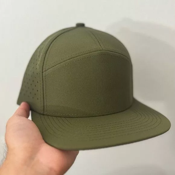 Designer Hats Designer NEW 7 PANEL CAMPER LASER CUT MESH GOLFER OLIVE GREEN HAT