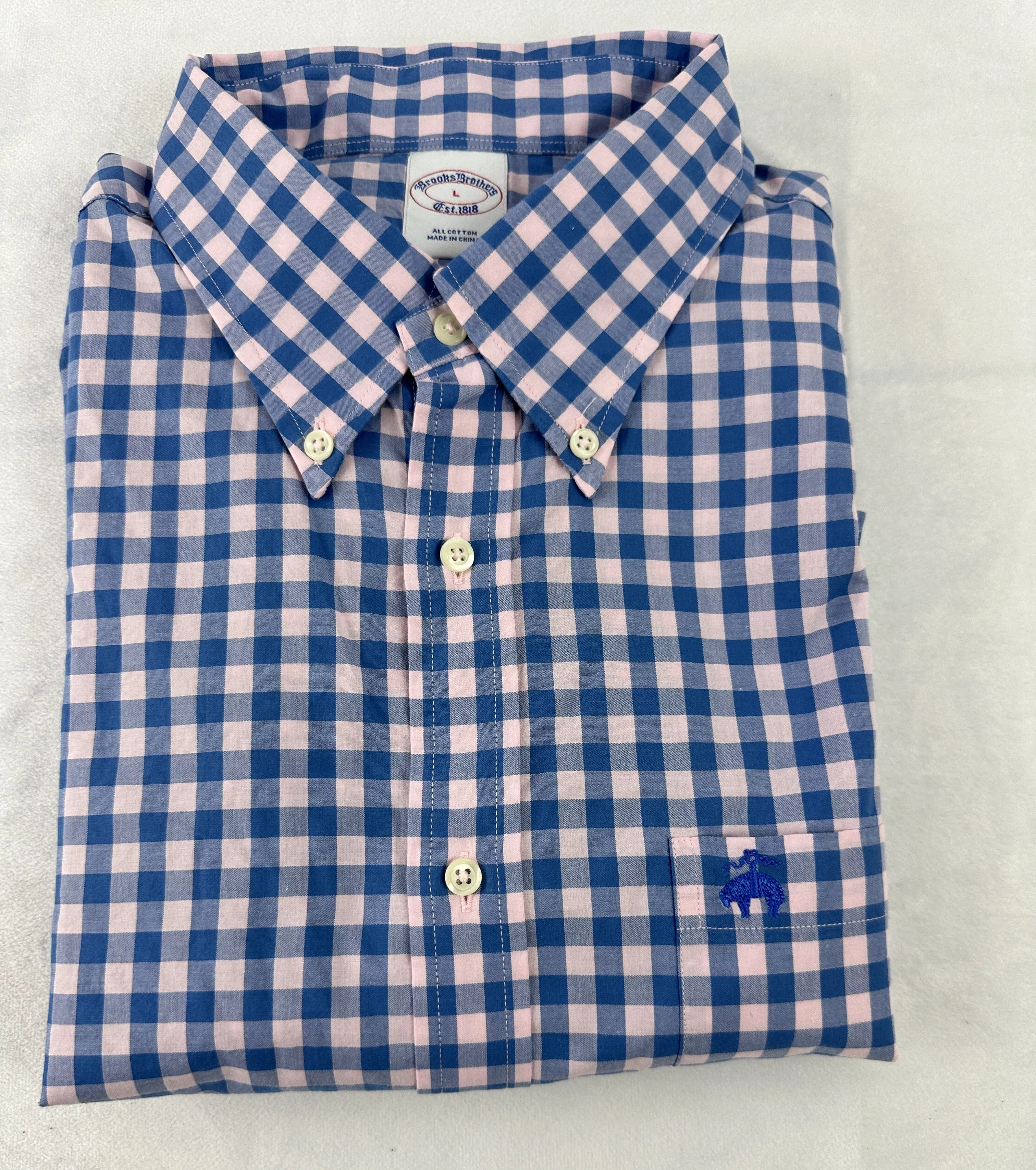 Brooks Brothers Shirts Button Ups Brooks Brothers 1818 Checked Button Down Shirt Lg Blue