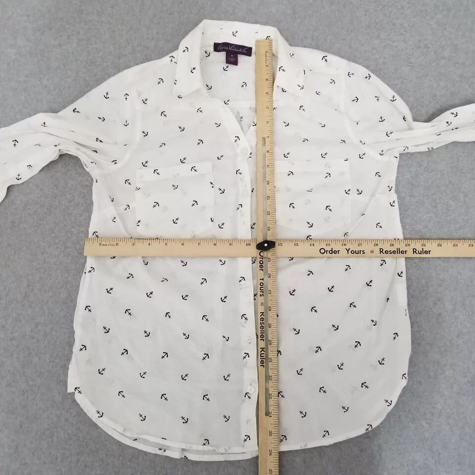 Gloria Vanderbilt Button Ups Gloria Vanderbilt Shirt Womens Medium Button Up Long Sleeve White
