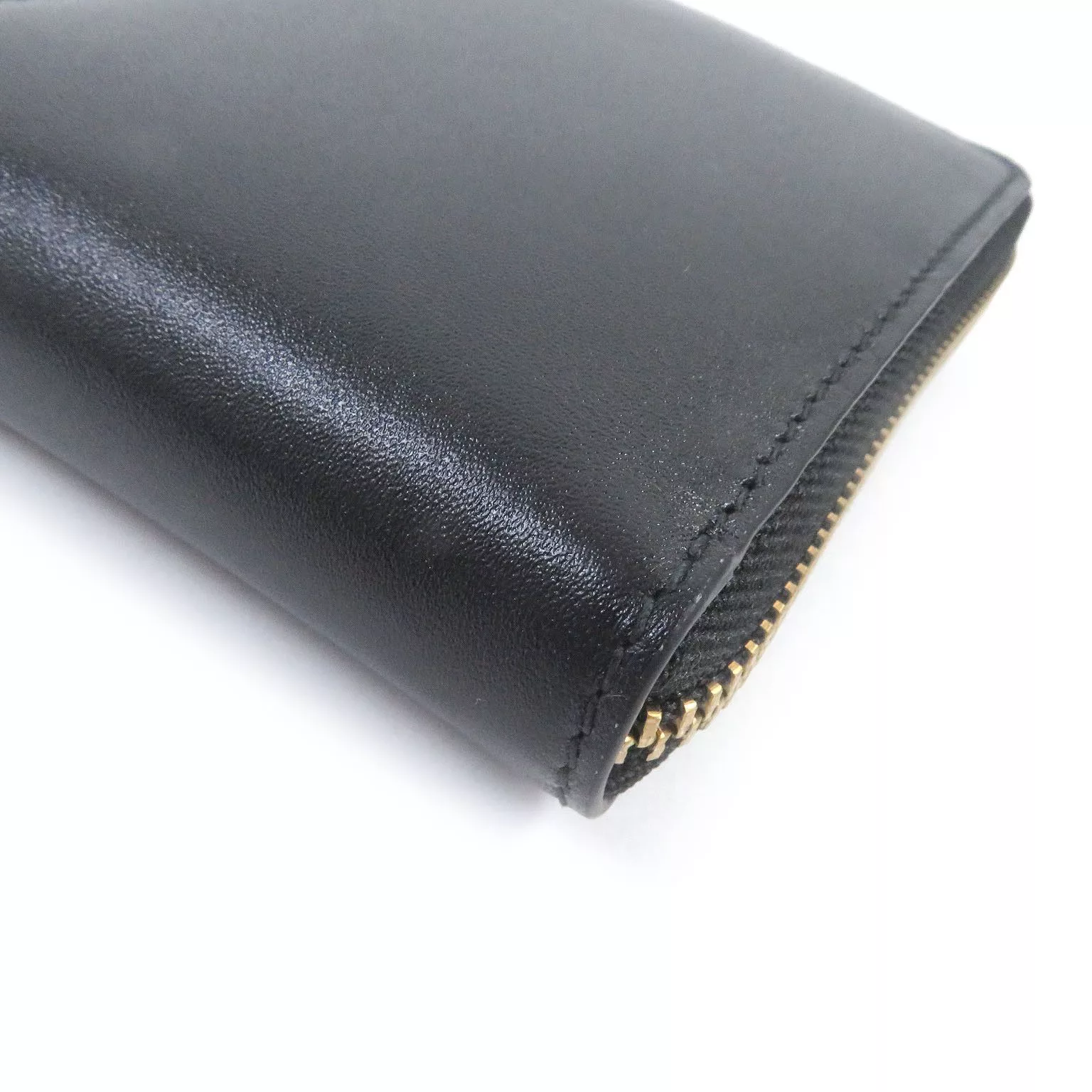 Comme des Garcons Wallets Comme des Garcons Wallet Plain Round Zipper Leather Compact Black