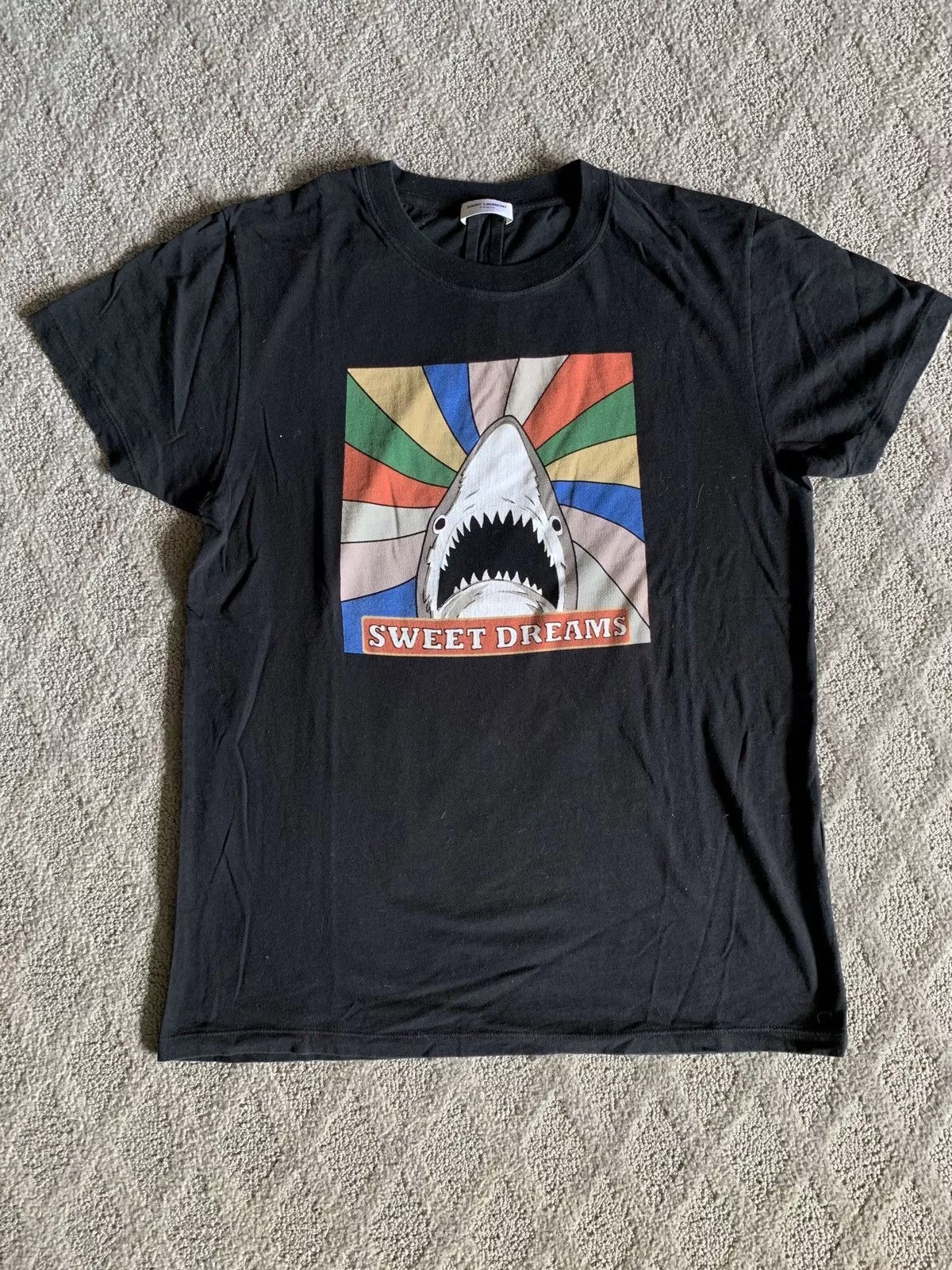 Saint Laurent Paris Short Sleeve T Shirts Saint Laurent Paris SLP Sweet Dreams Shark Tshirt Black