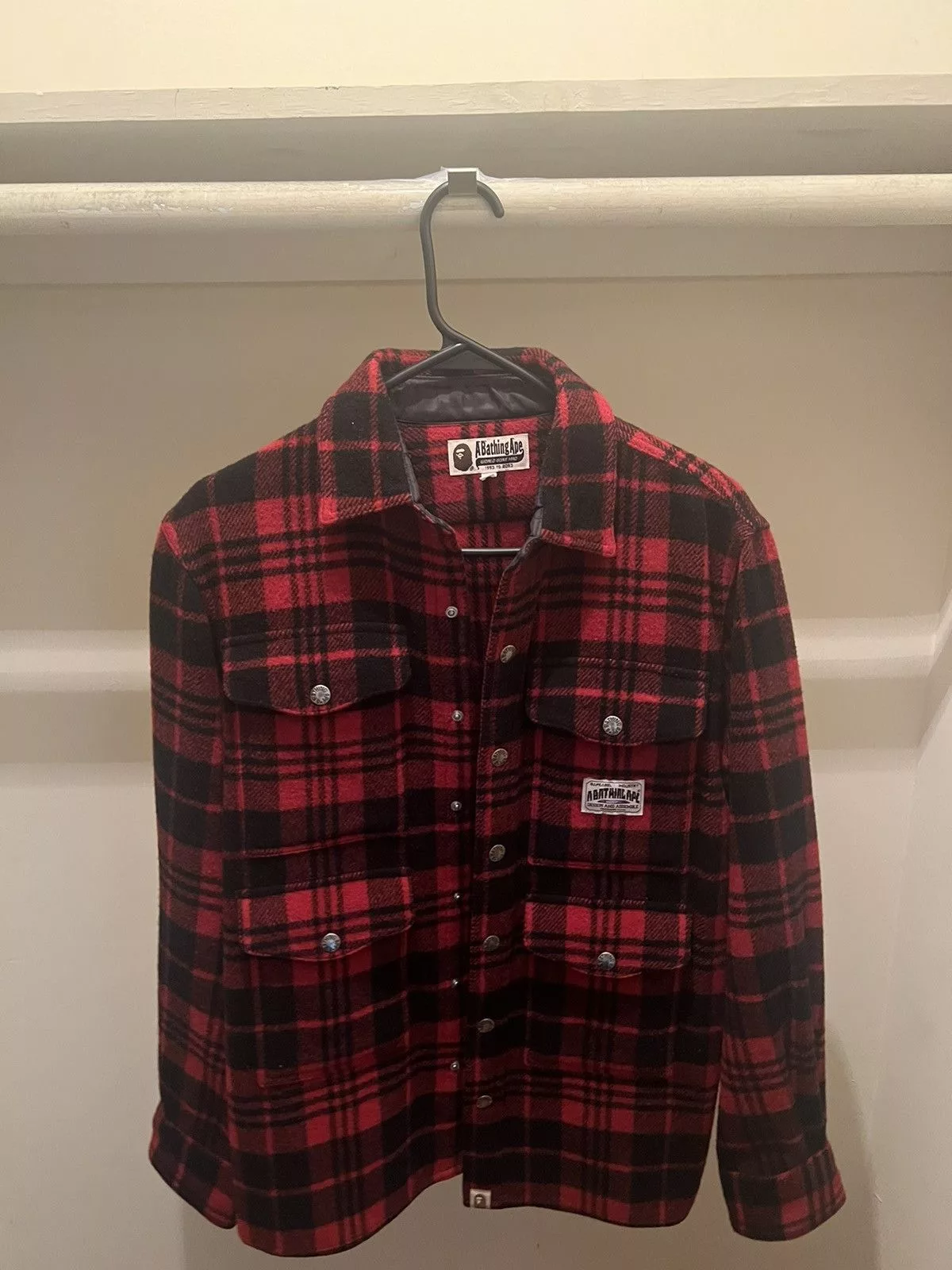 Bape Light Jackets Vintage Bape Lumberjack Flannel Red
