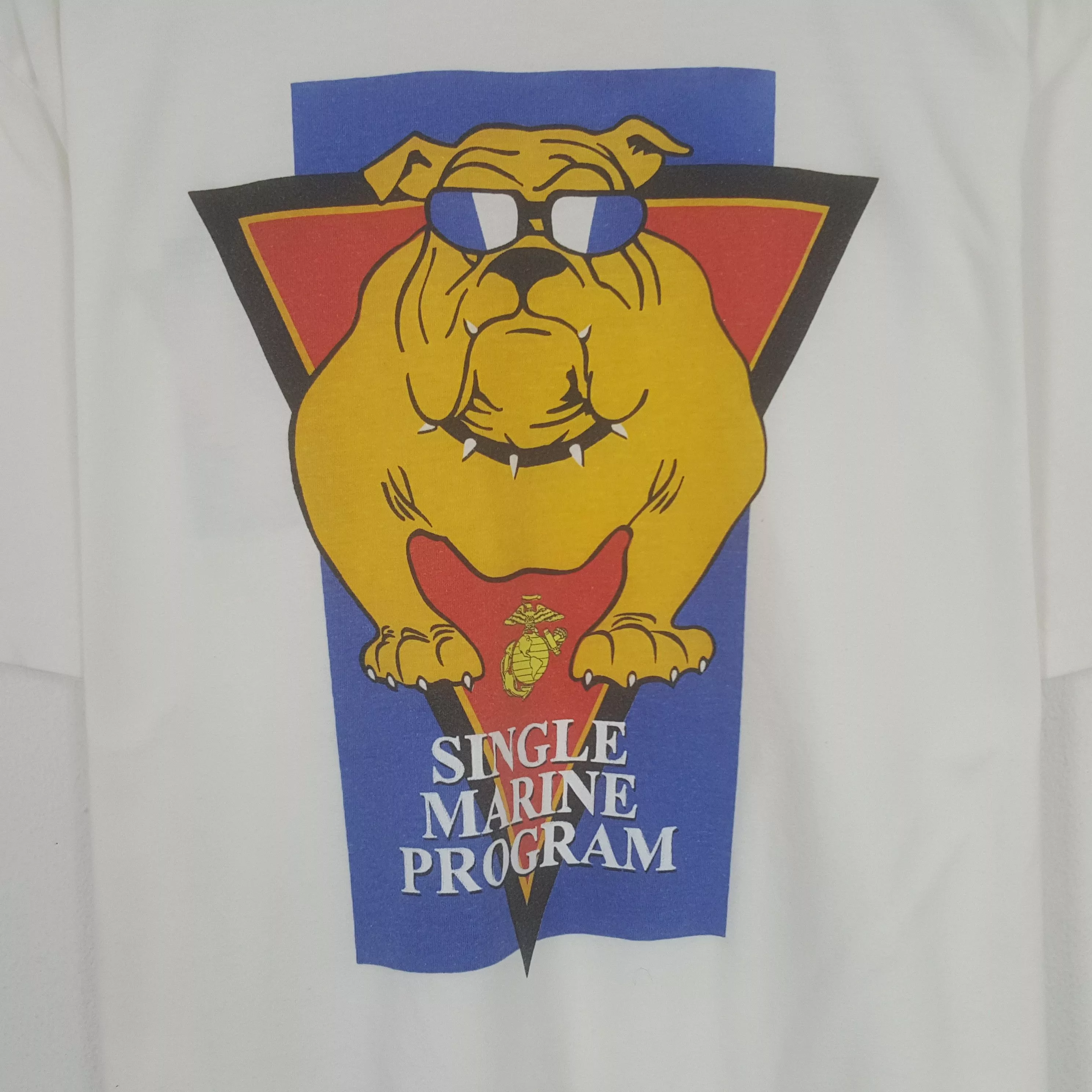 Vintage Short Sleeve T Shirts Vintage Single Marine Program Tshirt White Streetwear