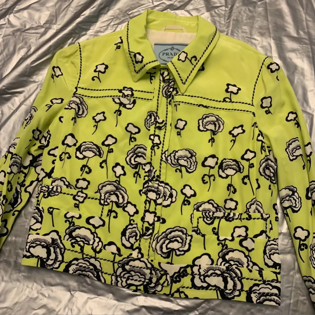 Prada Jackets Prada silk jacket in green