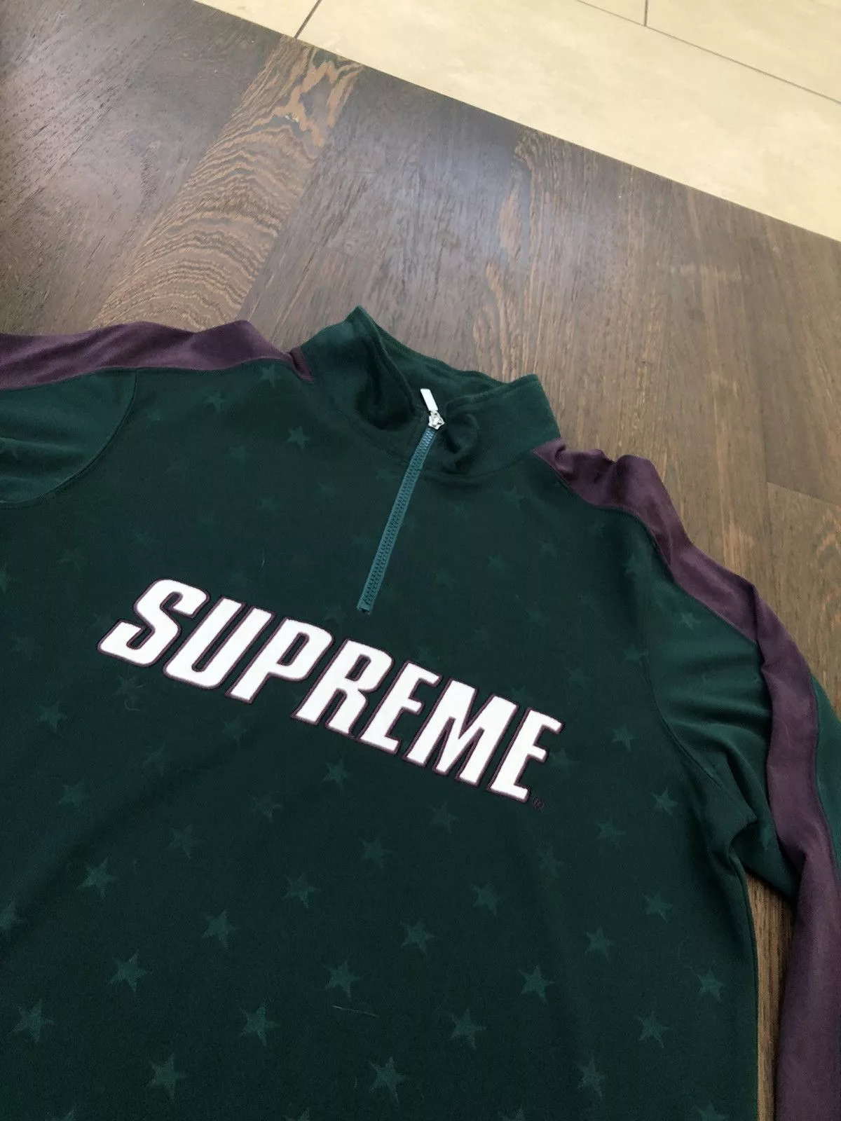 Supreme Light Jackets Supreme Track Half Zip Pullover (Green)