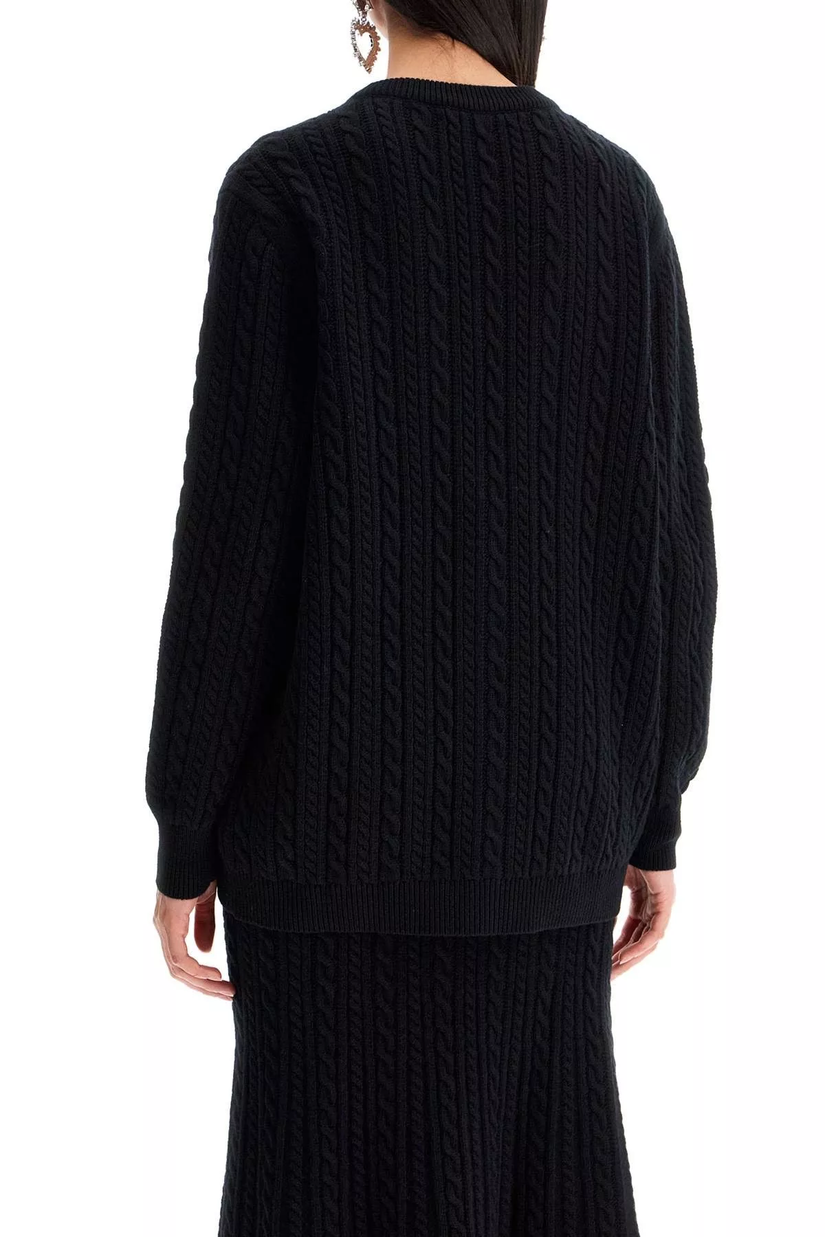 Alessandra Rich Sweaters ALESSANDRA RICH Oversized Wool Cardigan Black
