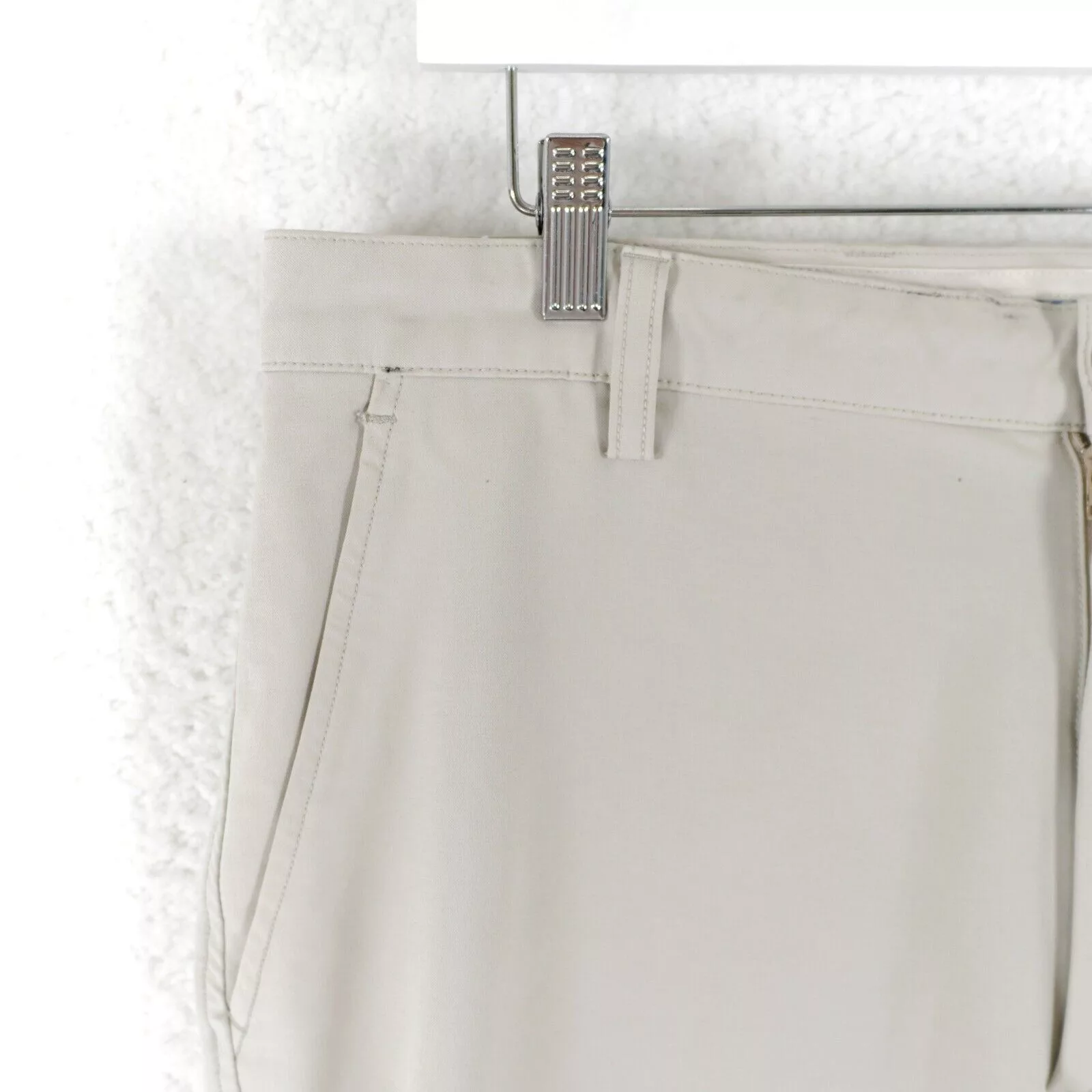 Footjoy Casual Pants Footjoy Gray Cream GOlf Mid Rise Flat Front Polyester Spande