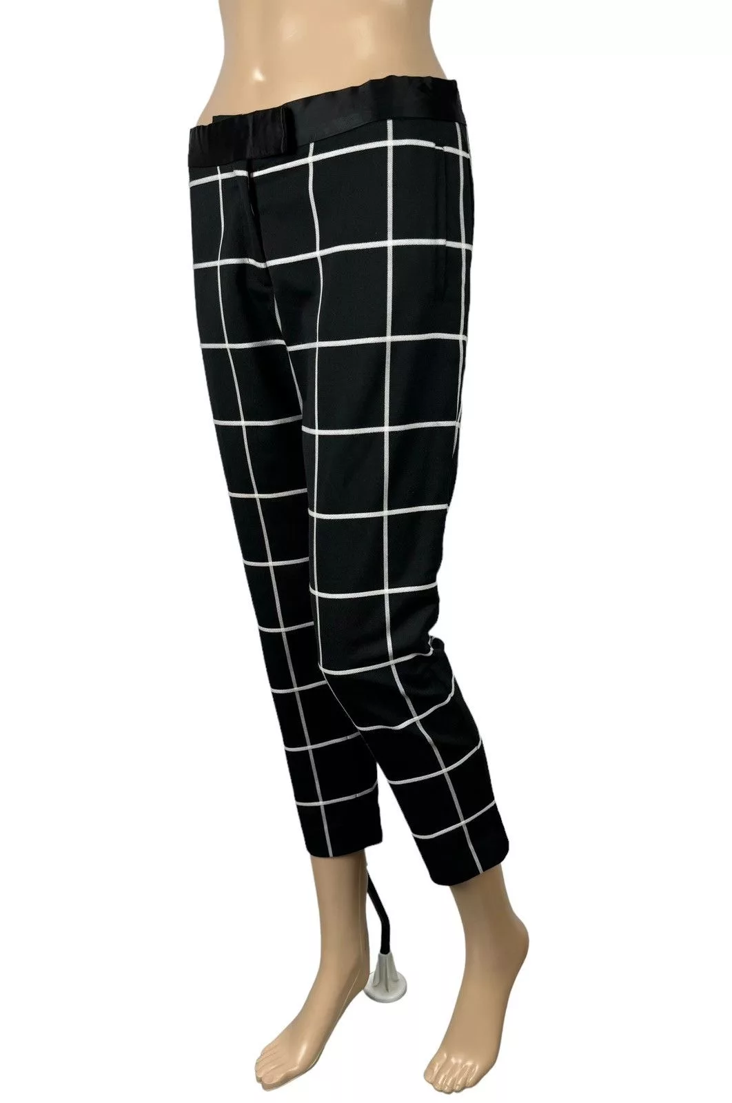 Joseph Pants Joseph Cropped Slim Pants Checkered Wool-Polyester size 36 Black