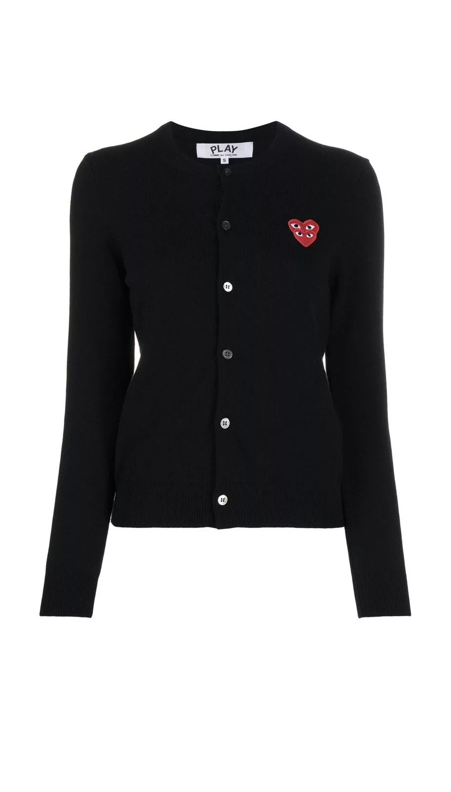 Comme des Garcons PLAY Sweaters Comme des Garcons PLAY Comme Des Garćons Play overlapping heart wool cardigan Black