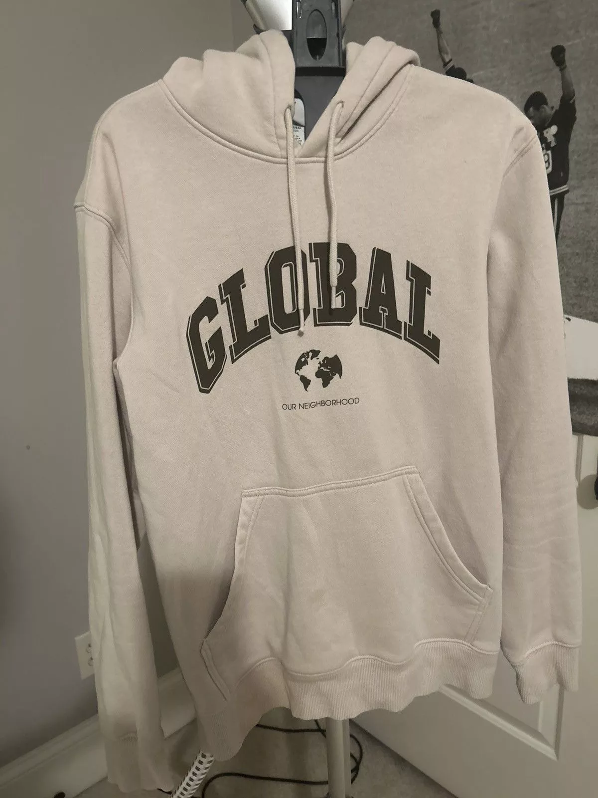 H&M Sweatshirts Hoodies H&M × Vintage H&M Brown Beige Global Hoodie Streetwear