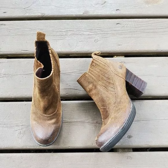 Born Boots Born Mireille Tobacco Brown Oiled Suede Platform Heels